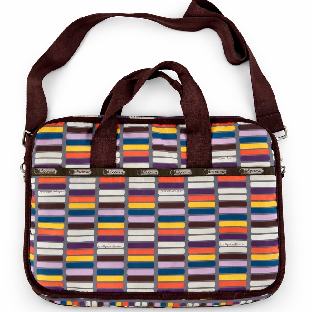 LeSportsac Laptop Bag Colorful Geometric Work Tote Y2K Retro